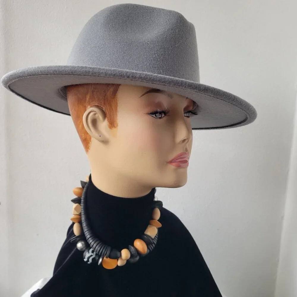 Lisianthus Women's Wide Width Brim Gray Fall/Winter Stylist Hat